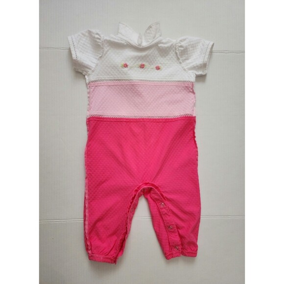 Baby Girl Clothes Lot - 2 Cotton Romper Jumpers & 1 Hooded Cardigan Playwear 12M - Picture 11 of 16